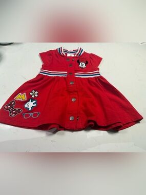 Vintage Disney Minnie Mouse Button-Front Girls Dress